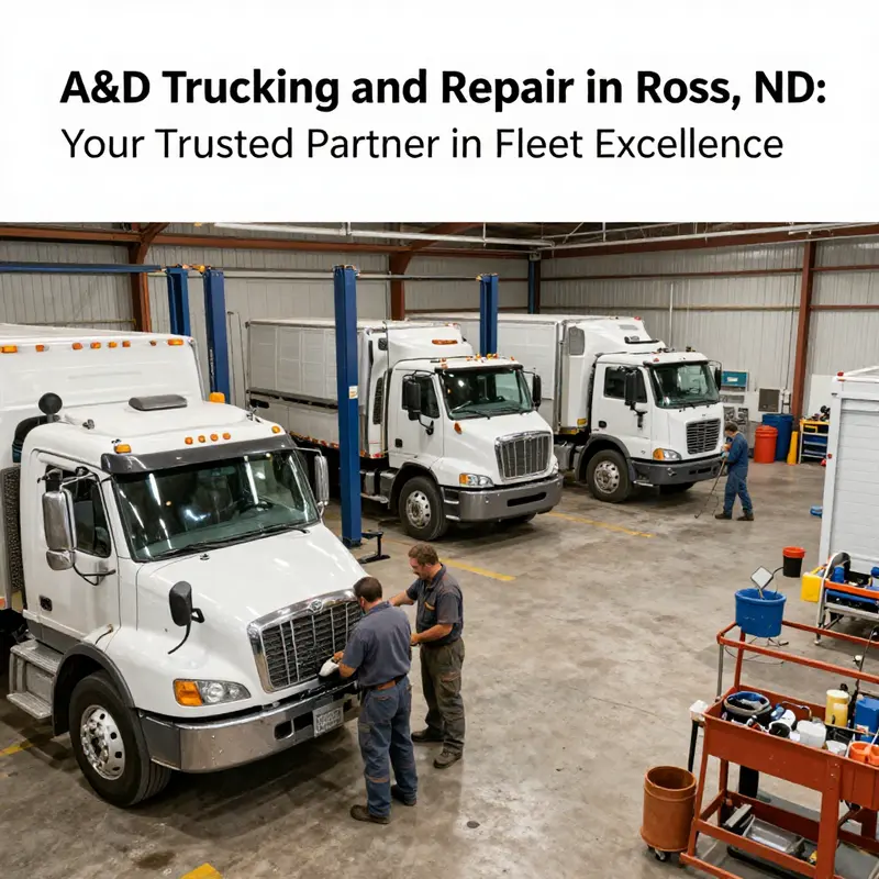 Exterior view of A&D Trucking and Repair showcasing the facility and workforce.