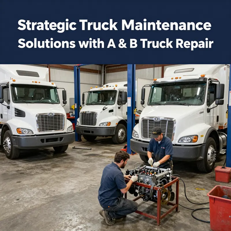 Technicians at A & B Truck Repair performing multifaceted truck maintenance and repair services to ensure peak fleet performance.