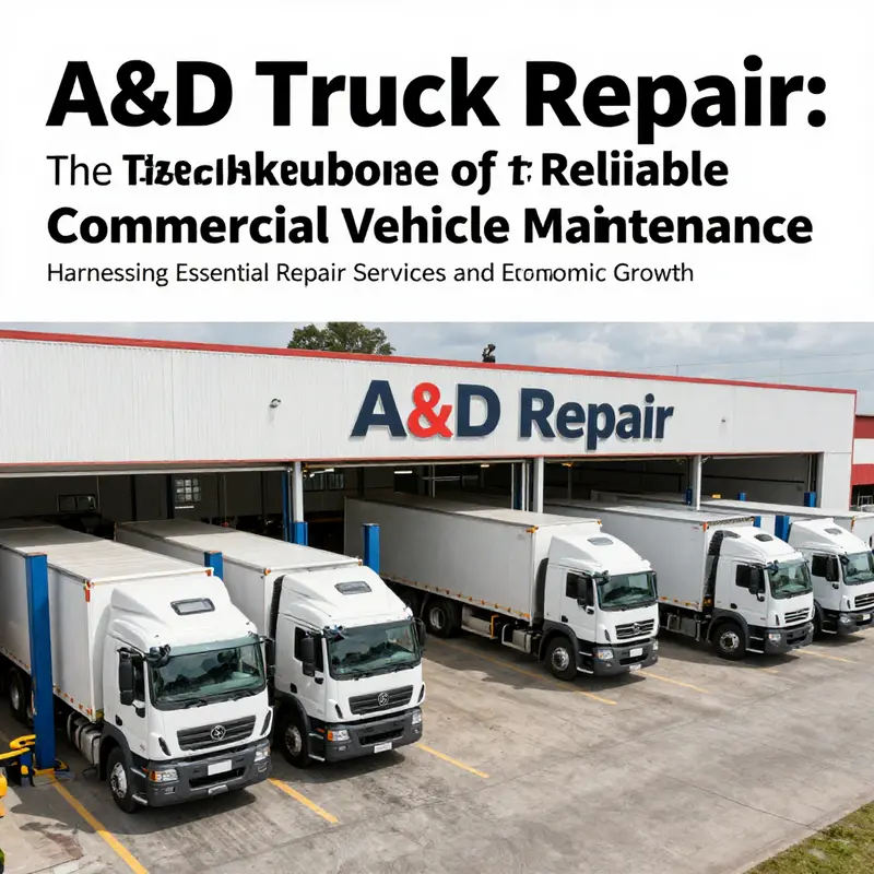A wide-angle view of a truck repair facility bustling with activity, highlighting the services provided.