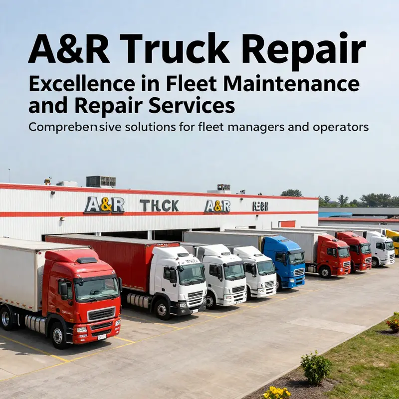 Wide-angle view of A&R Truck Repair facility with trucks being serviced.