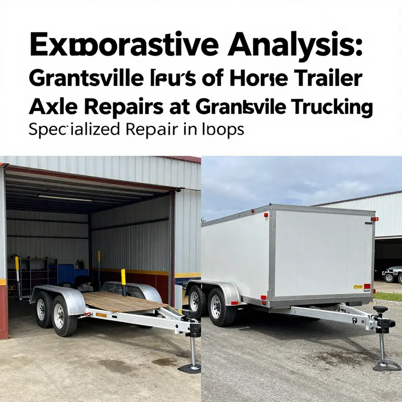 A technician examining a horse trailer axle at Grantsville Trucking’s repair workshop.