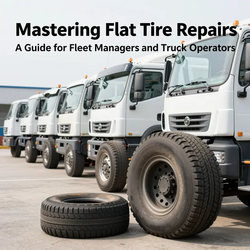 A lineup of trucks showcasing well-maintained tires, representing fleet efficiency and readiness.
