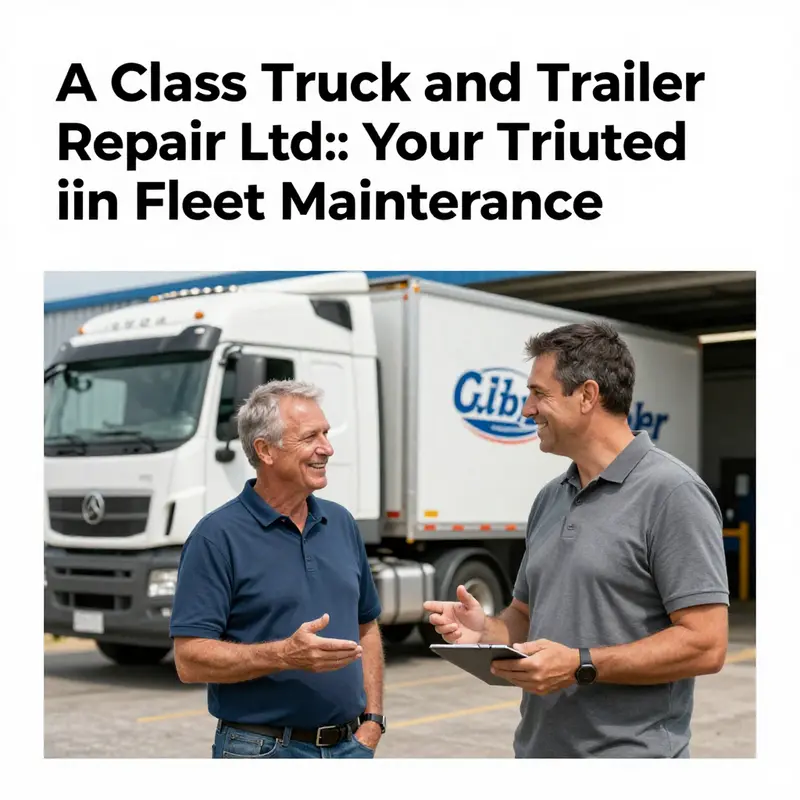 Mechanics at A Class Truck and Trailer Repair Ltd. servicing vehicles in a clean and professional environment.