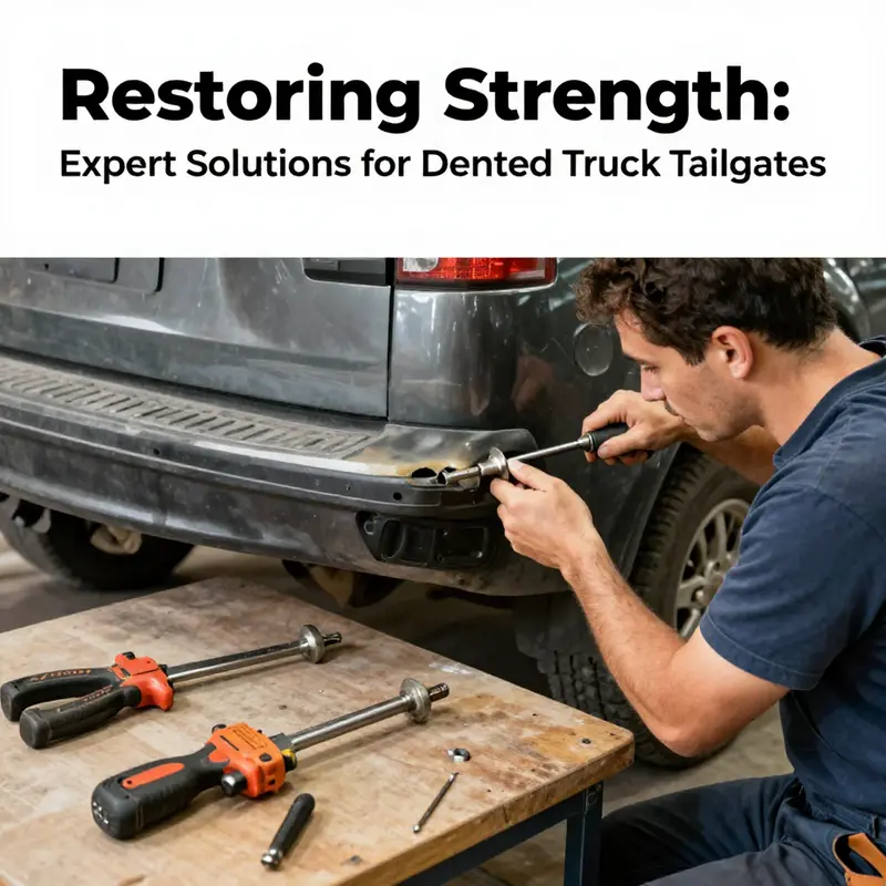 Fleet manager assessing the extent of damage on a truck tailgate.