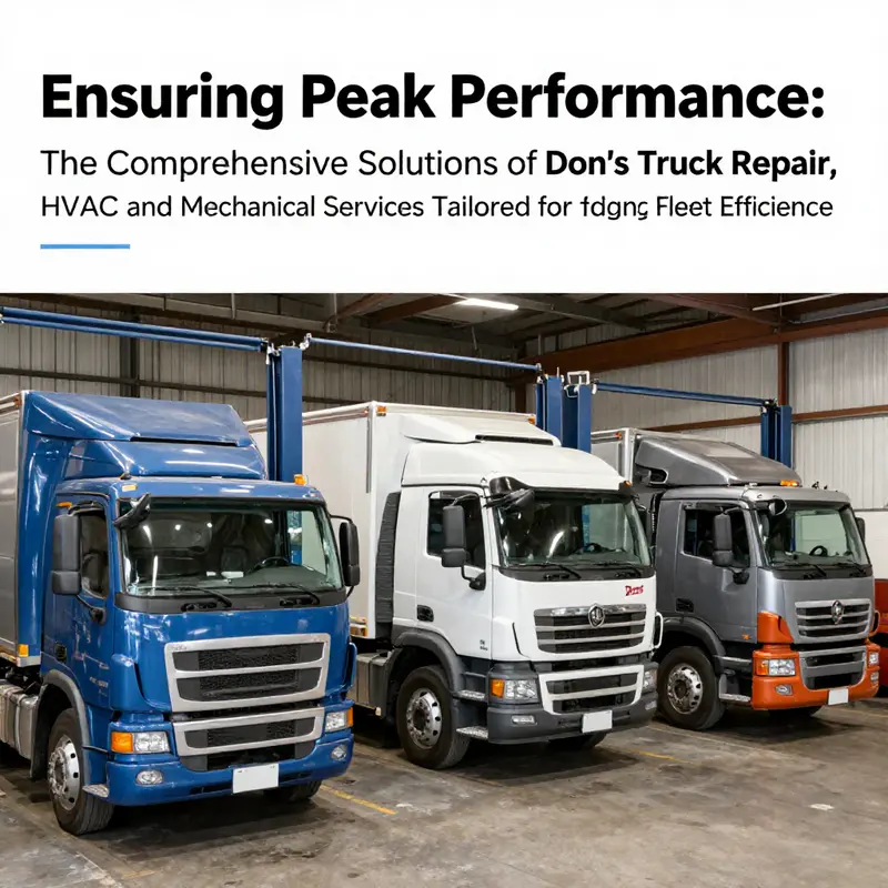 An active truck repair shop with multiple vehicles being serviced, illustrating Don's Truck Repair’s commitment to quality care.