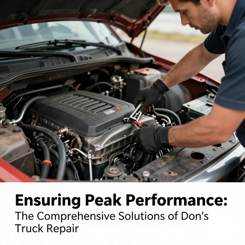 A comprehensive view of Don’s Truck Repair, where skilled technicians perform maintenance on a diverse fleet of trucks.