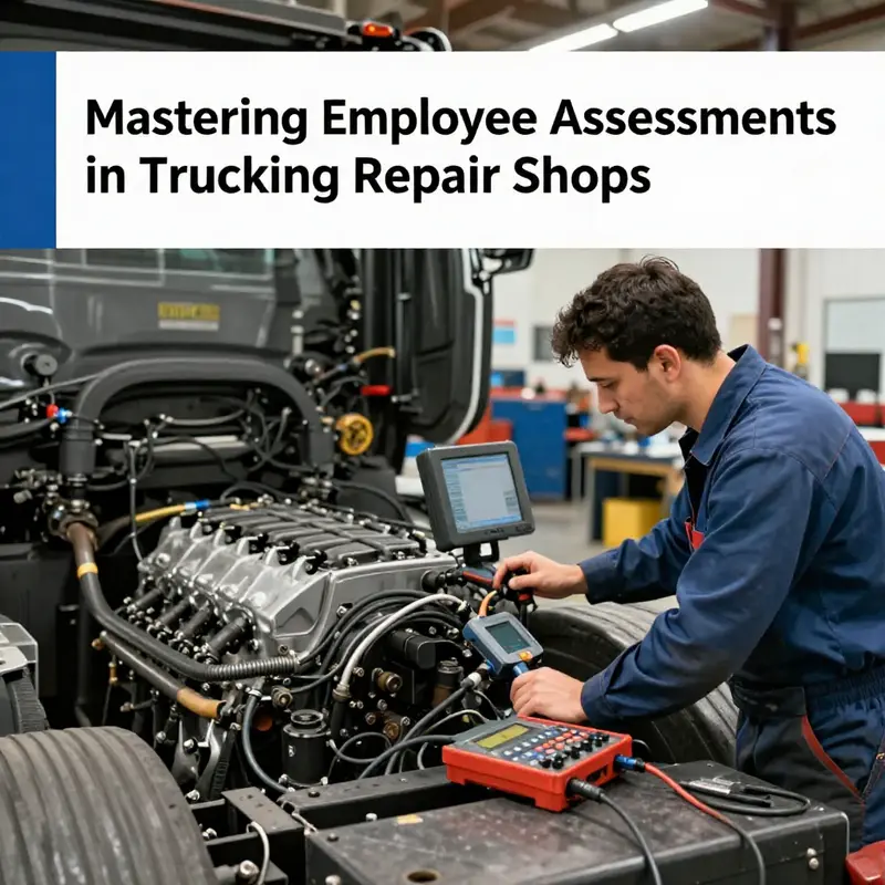 Technician demonstrating technical skills in a repair shop to highlight expertise in truck maintenance.