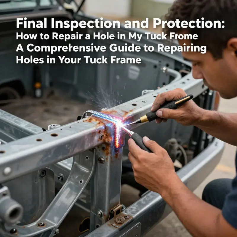 A fleet manager closely assessing damage on a truck frame to determine repair strategies.