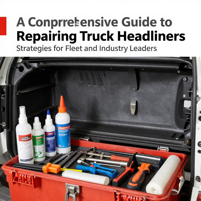 Inspection of a damaged truck headliner, highlighting moisture and wear.