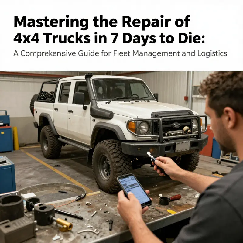Essential materials for repairing the 4×4 truck in *7 Days to Die* laid out for easy reference.