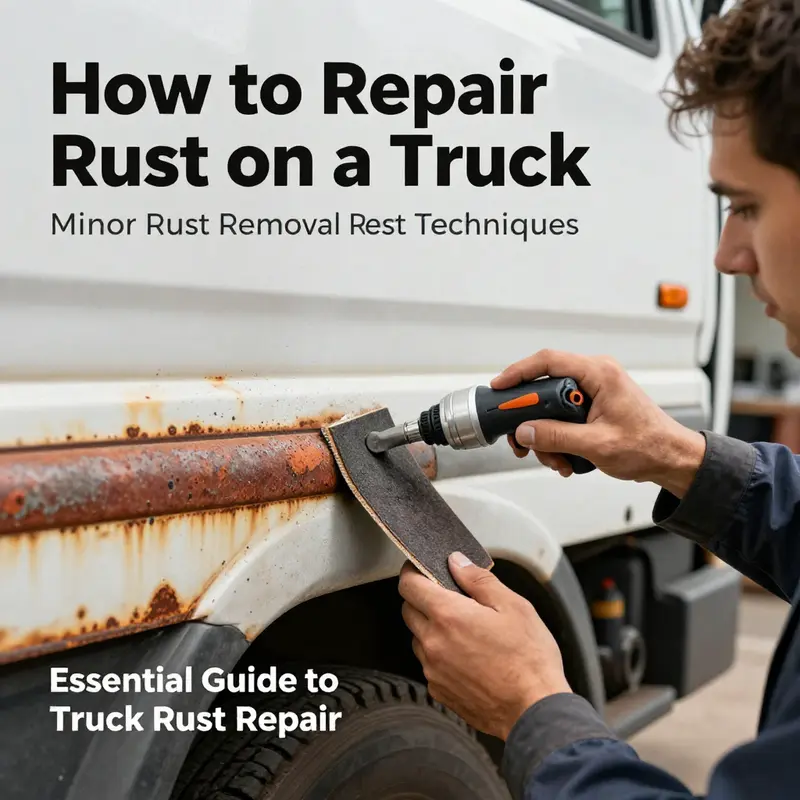 Technician demonstrating effective techniques for removing minor surface rust on a truck.