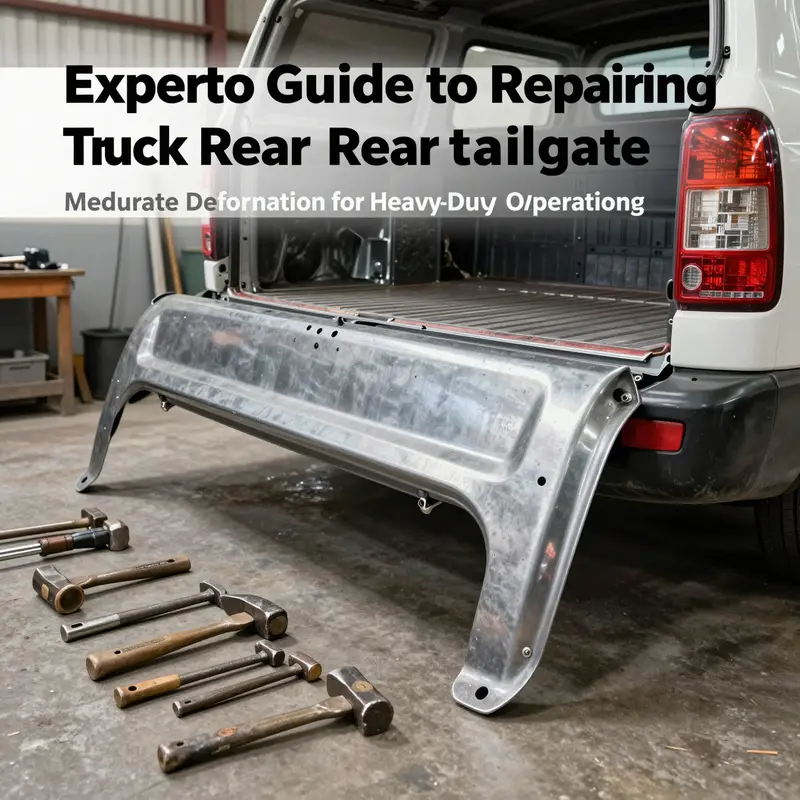 Technician applying heat to a truck tailgate to remove minor dents.
