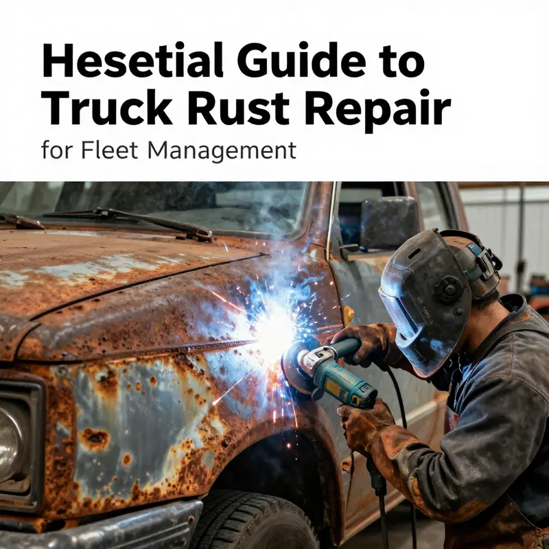 Technician demonstrating effective techniques for removing minor surface rust on a truck.