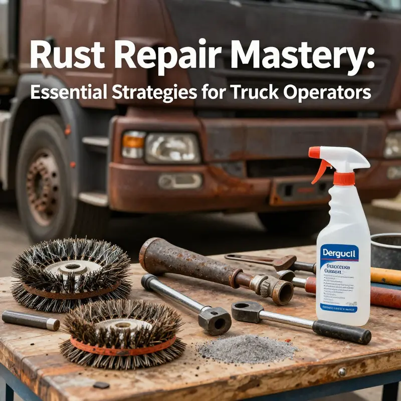 An expert assessing different types of rust damage on a truck, crucial for planning repair strategies.