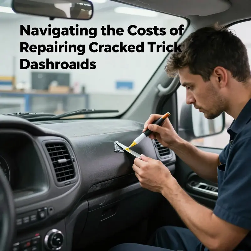 A truck owner utilizing a DIY repair kit to restore a cracked dashboard.