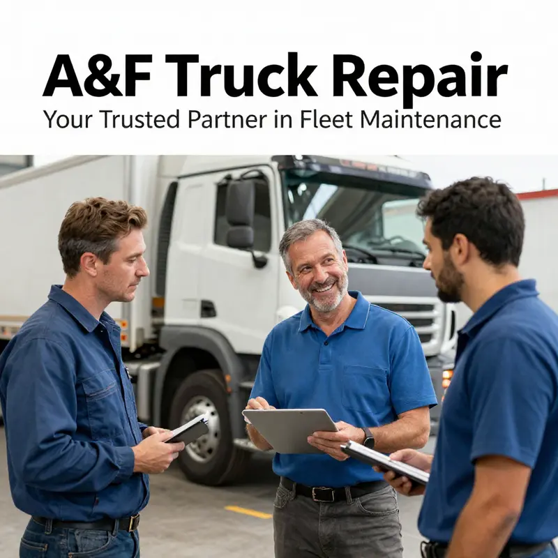 A diverse fleet receiving expert repairs at A&F Truck Repair.