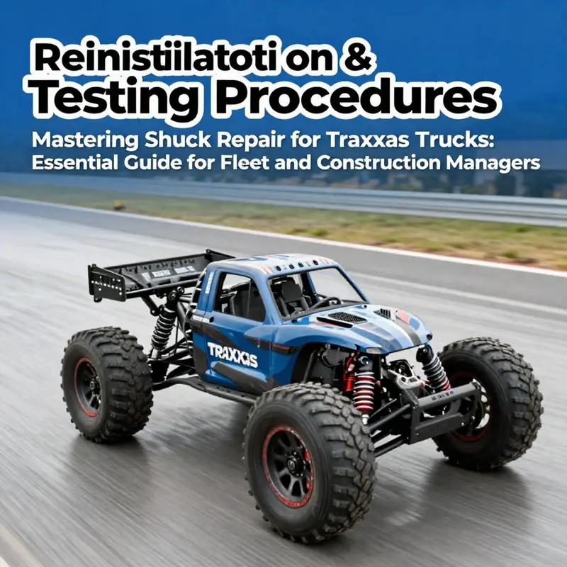 Technician preparing tools and safety measures for Traxxas truck shock repair.