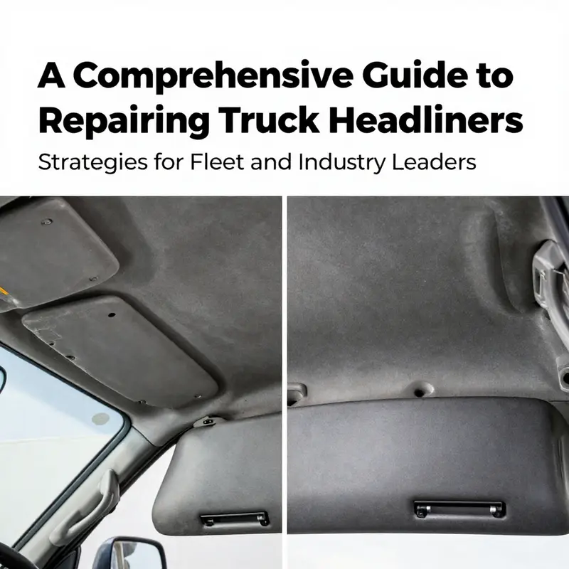 Inspection of a damaged truck headliner, highlighting moisture and wear.