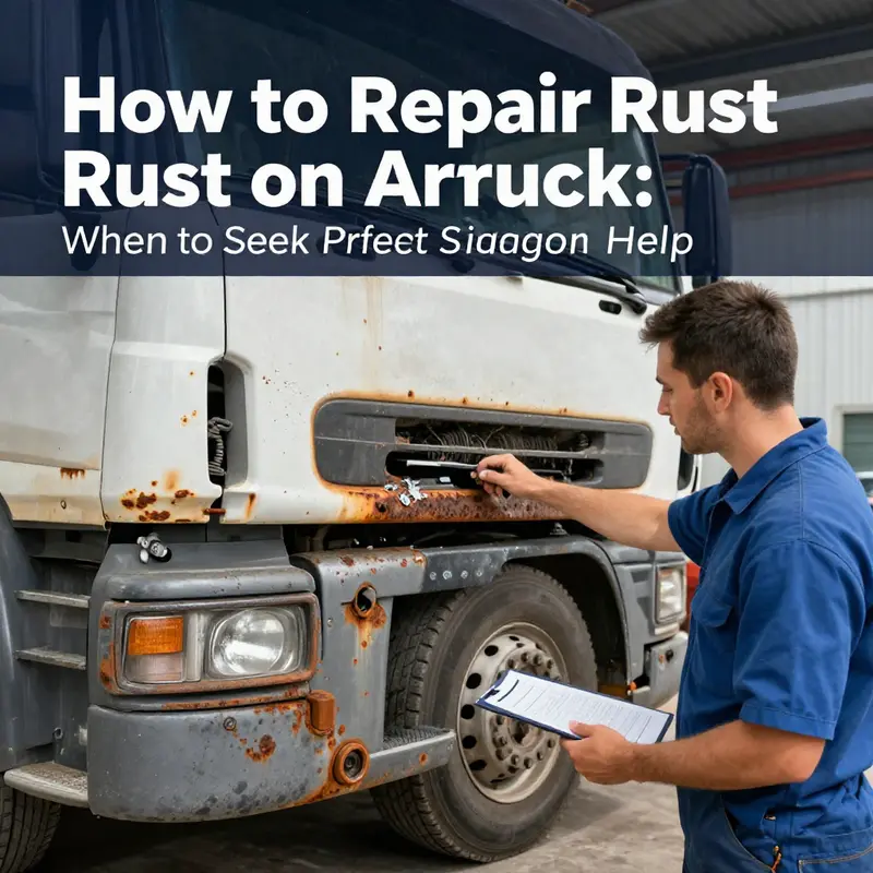 Technician demonstrating effective techniques for removing minor surface rust on a truck.