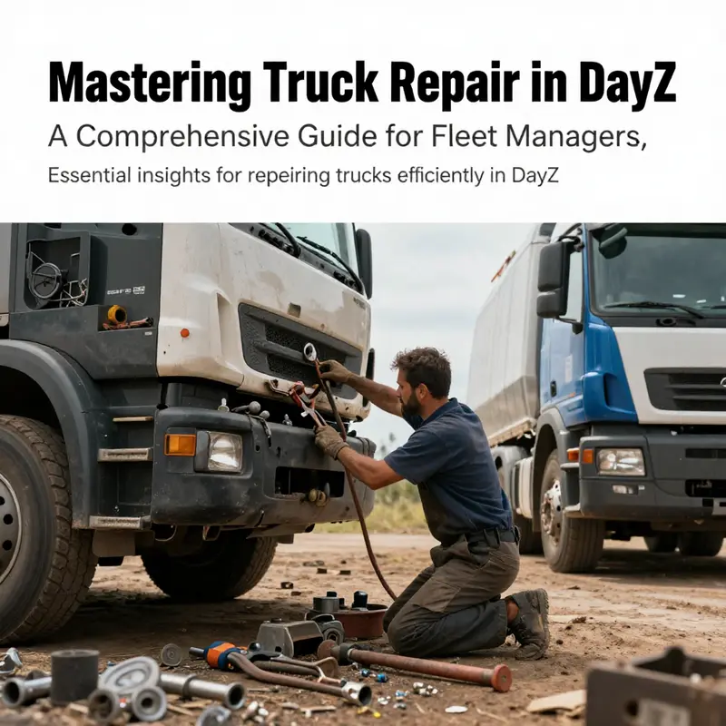 Mechanic repairing a truck in a rugged environment.