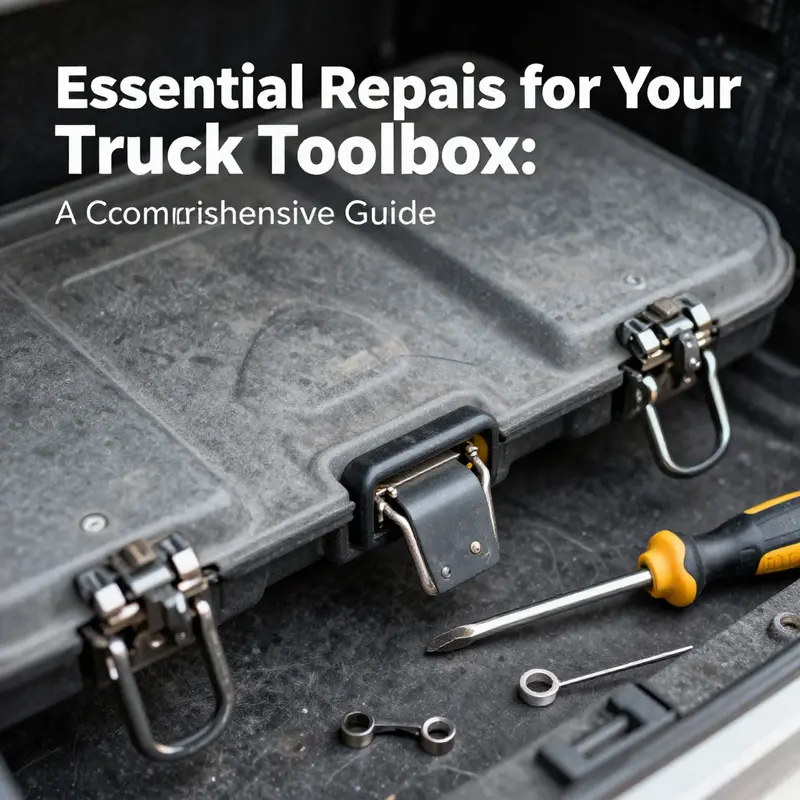 Repairing minor dents and scratches on a truck toolbox.