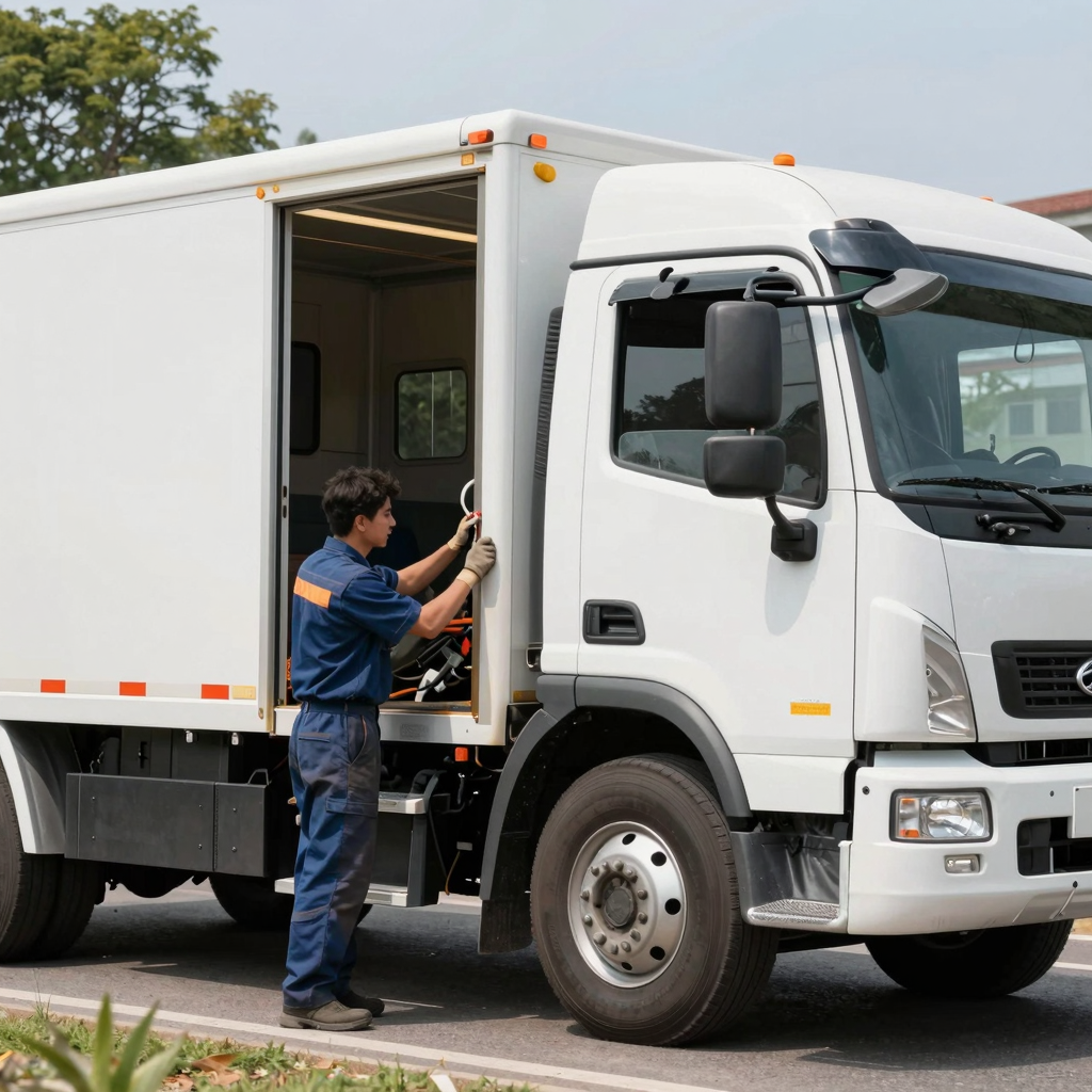 Mobile truck repair service in action
