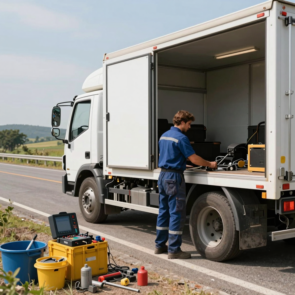 Mobile truck repair service in action
