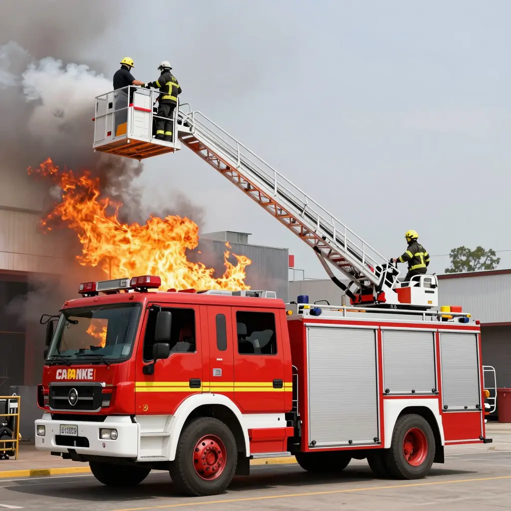 Aerial Platform Fire Truck in Action