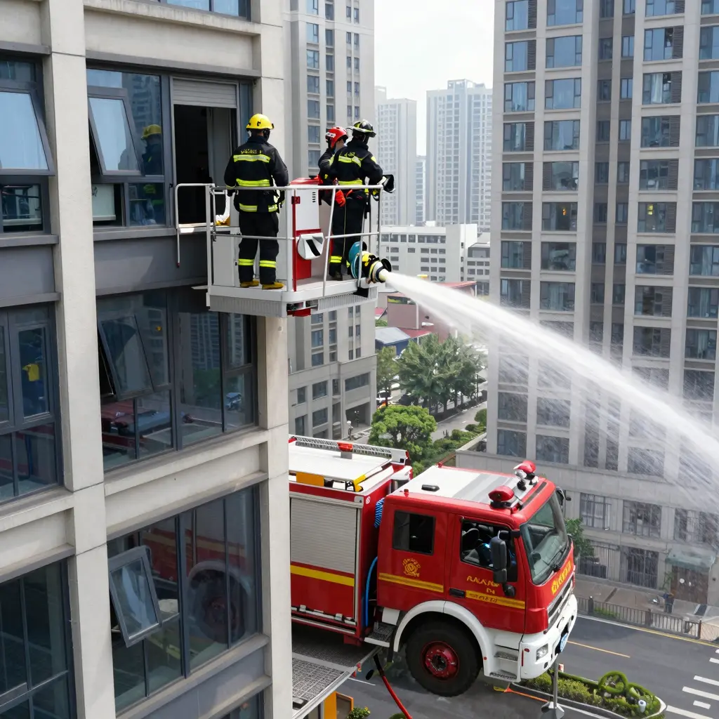 Aerial Platform Fire Truck in Action