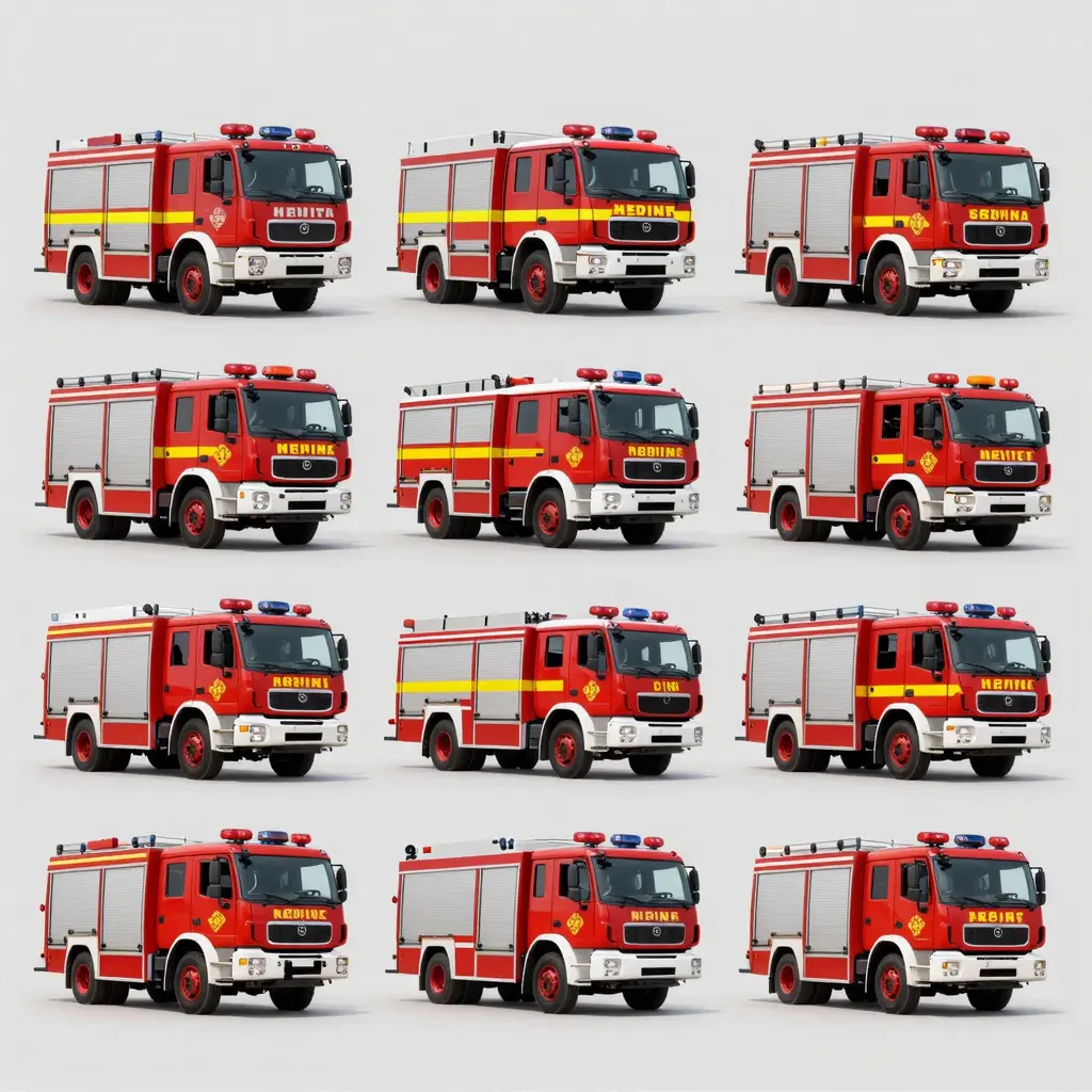 Fire rescue trucks specifically designed for emergency responses, showcasing different styles and sizes.