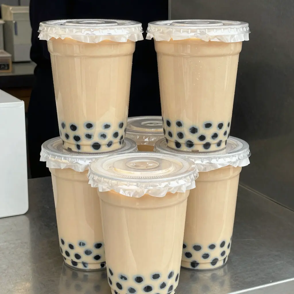 Bubble Tea in Plastic Containers