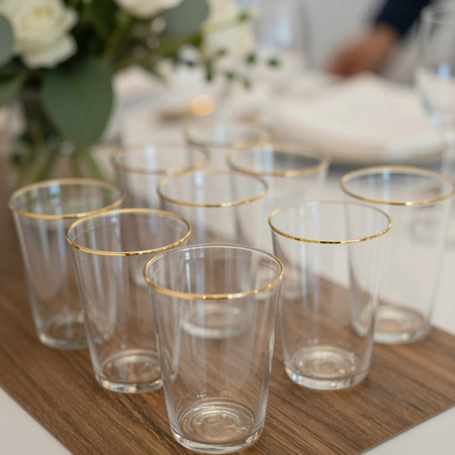 Gold Rimmed Clear Plastic Cups