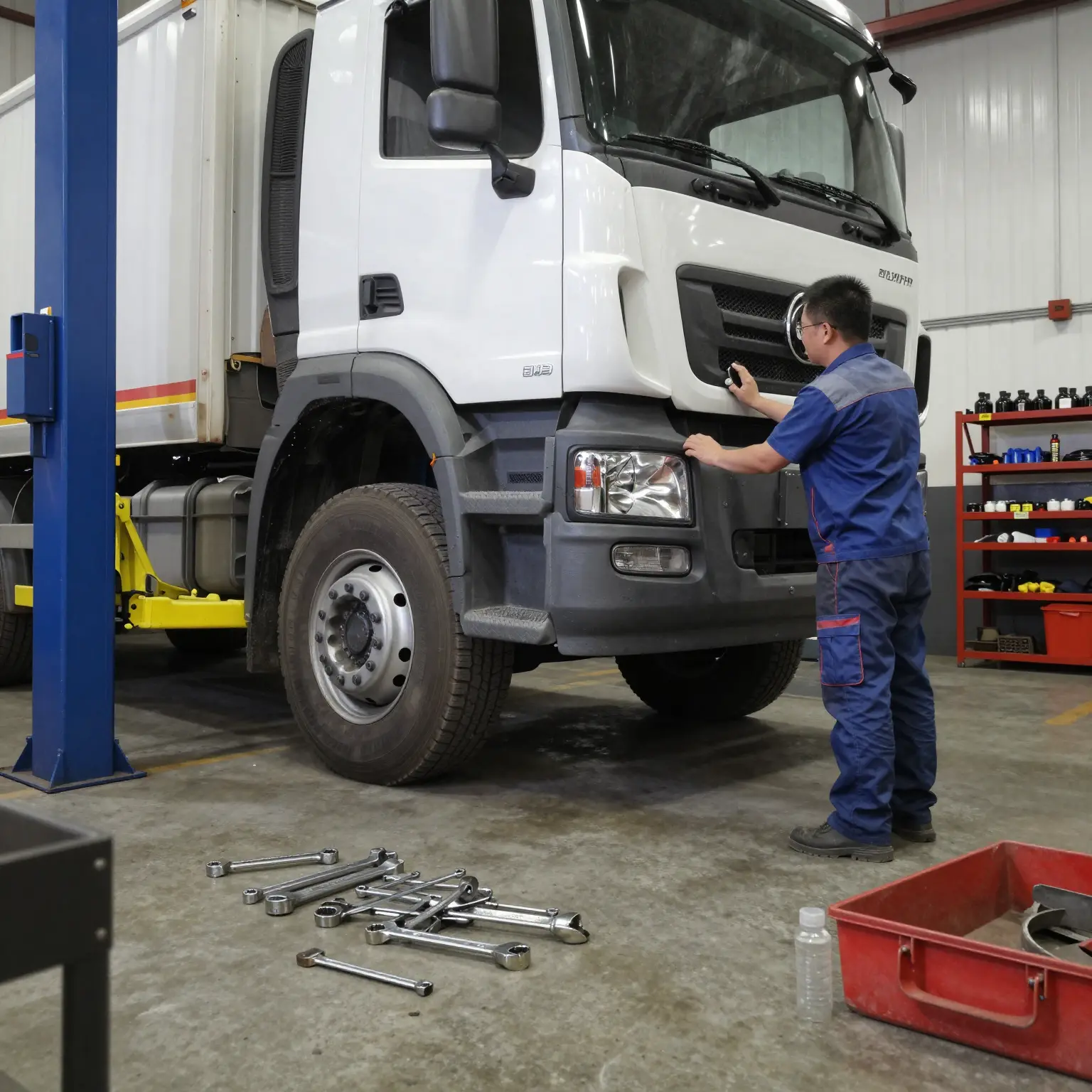 Truck undergoing fixed asset repairs