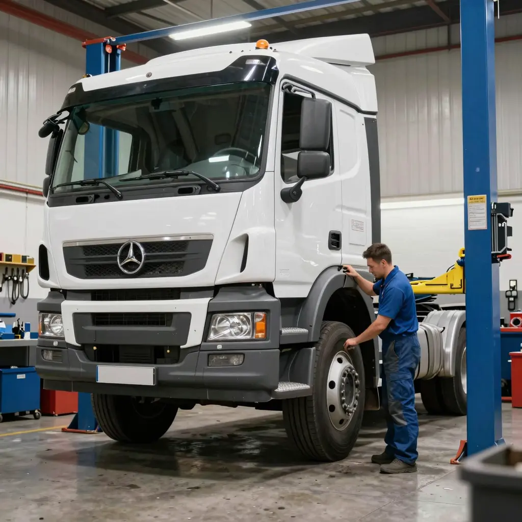 Truck undergoing repair