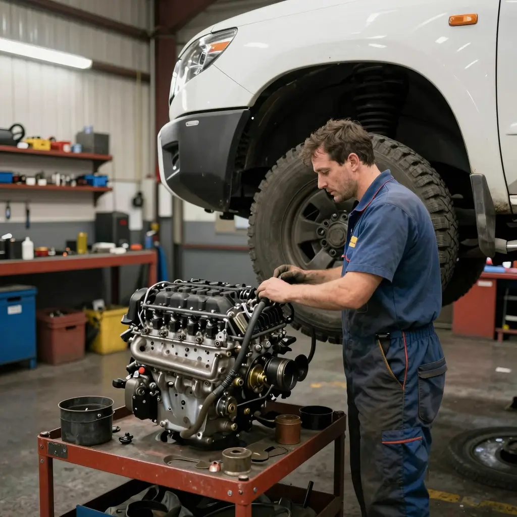 Professional diesel mechanic workshop